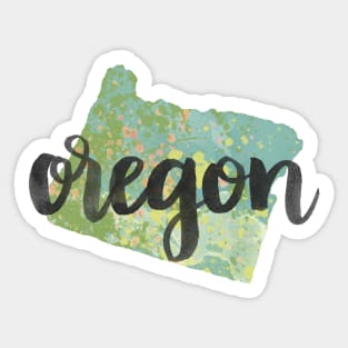 oregon - calligraphy and abstract state outline Sticker